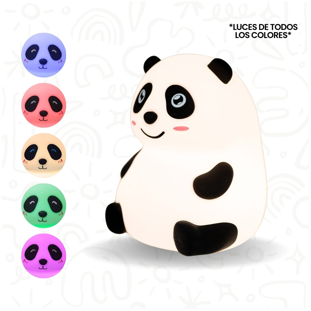 LÁMPARA MODELO DE PANDA CON 3 TOQUES DE GOMA MULTICOLOR