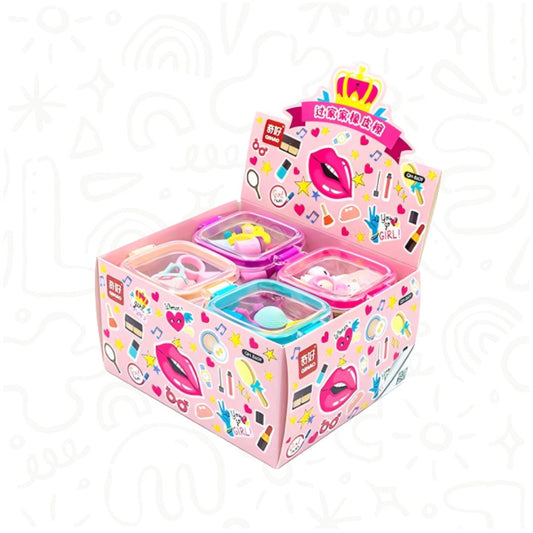 SET X4 BORRADORES CON EMPAQUE EN CAJA, DISEÑO PARA NIÑAS