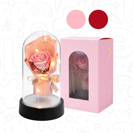 Bouquete Rosa con Luces y Cinta Decorativa