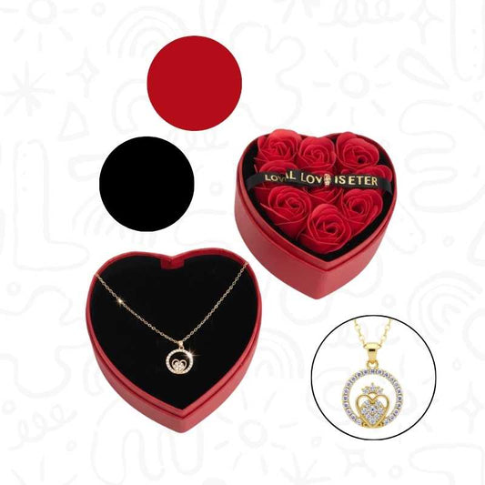 Rosas en Forma de Corazón con Cinta y Collar