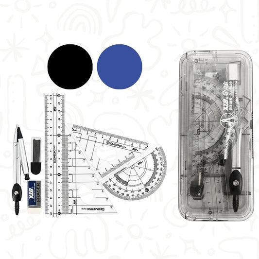 Set de Geometría Escolar con Estuche Transparente