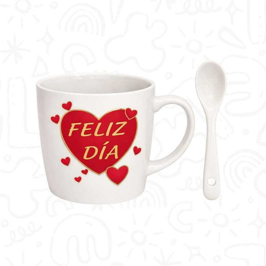 Set Mug con Cuchara y Mensaje Decorativo