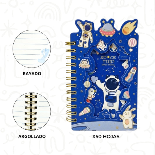 Set Cuaderno y Esfero con Diseño Espacial