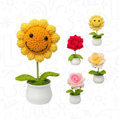 Planta Tejida en Crochet – Flores y Girasoles Decorativos