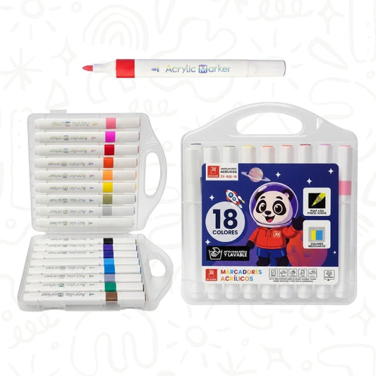 Caja x18 Marcadores Acrílicos de Colores – Alta Cobertura